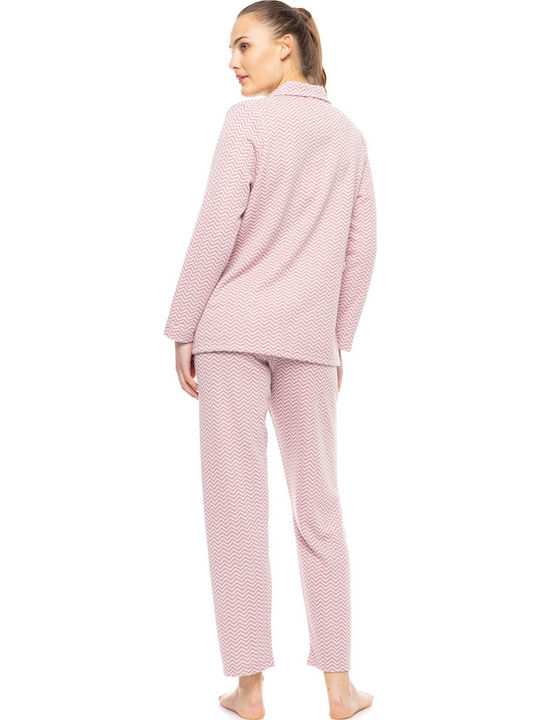 Pink Label Winter Damen Pyjama-Set Rosa
