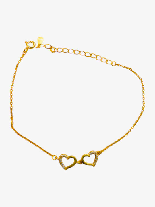 Damen Armband Silber Vergoldete Herzen