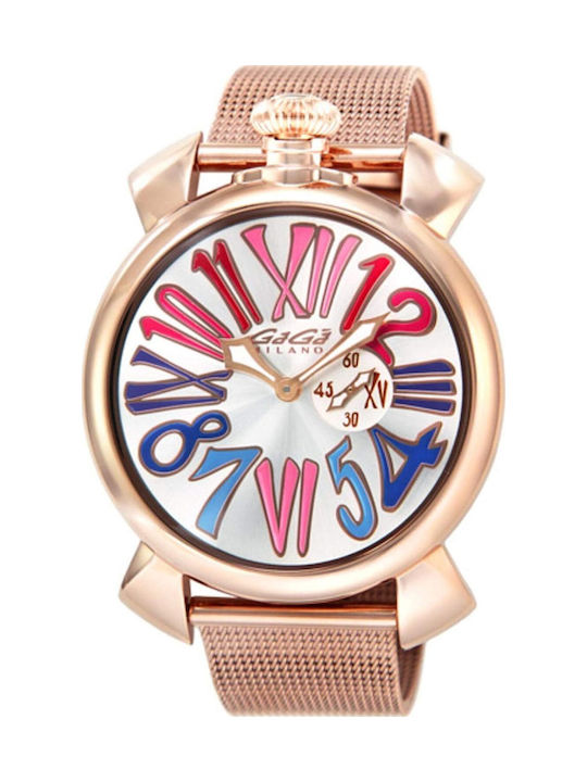 Gaga Milano Γυναικείο Ρολόι 46mm Μπαταρίας σε Ροζ Χρυσό Χρώμα