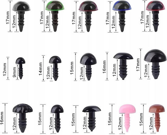Spielzeugaugen Set Zola 575 Stück Größen 6-14 Mm 8 Verschiedene Designs Aufbewahrungsbox