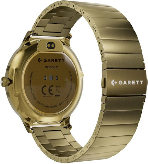 Garett Verona 2 Неръждаема стомана 43мм Смартчасовник с Пулсомер (Златист)