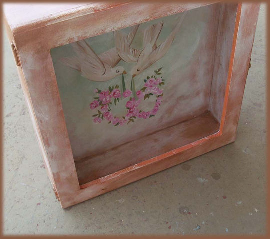 Artifact Cutie pentru Coroană de Nuntă Dreptunghiulară Lemnoasă Bronz 25x25εκ.