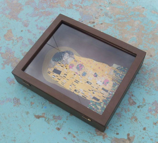 Artifact Cutie pentru Coroană de Nuntă Dreptunghiulară Lemnoasă Bronz 30x27εκ.