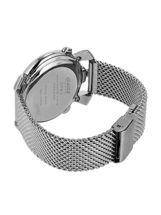 Gaga Milano Men's Watch 46mm Battery with Gray Metal Bracelet
