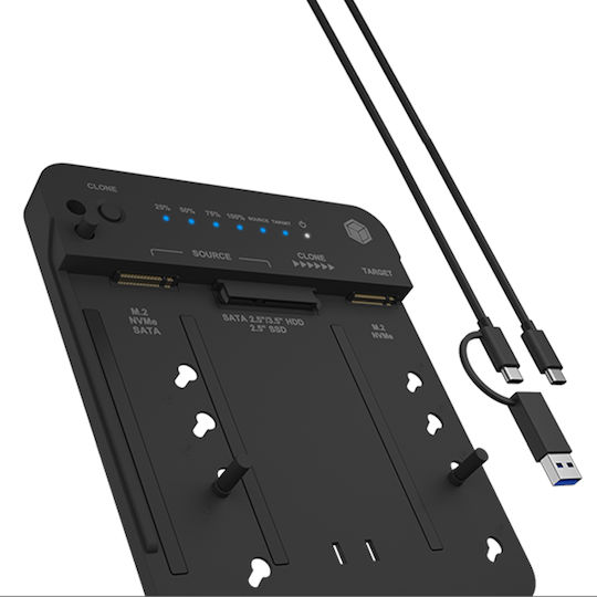 Icy Box Θήκη για 3 Σκληρούς Δίσκους 3.5" / M.2 / 2.5" SATA III / PCI Express NVME με σύνδεση USB 3.2