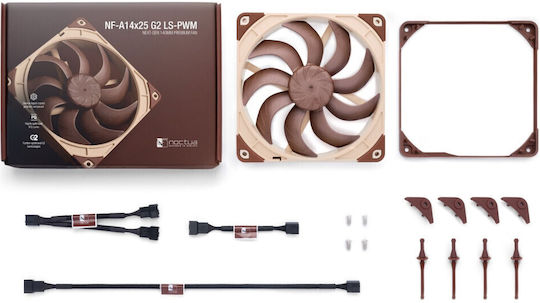Noctua NF-A14x25 G2 LS-PWM Case Fans 140mm (800rpm / 48cfm) Without LEDs Connection 4-Pin Brown