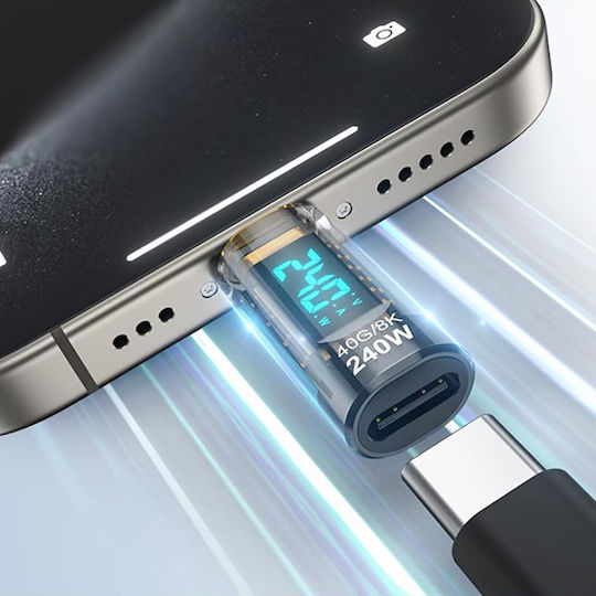 Techsuit Μετατροπέας USB-C / Thunderbolt 3 male σε USB-C / Thunderbolt 3 female Γκρι 1τμχ