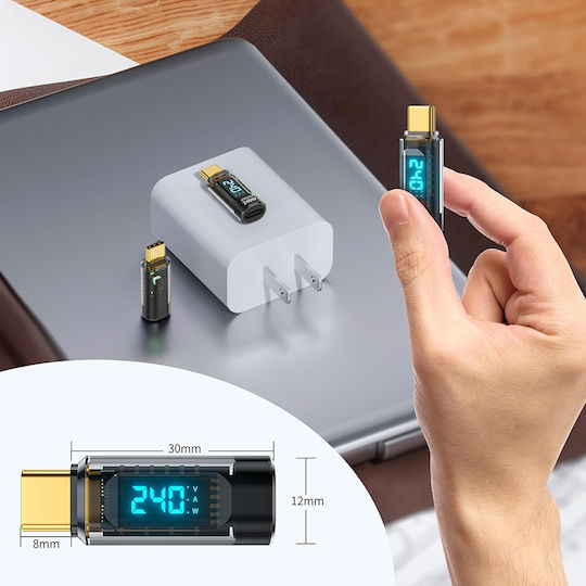 Techsuit Μετατροπέας USB-C / Thunderbolt 3 male σε USB-C / Thunderbolt 3 female Γκρι 1τμχ