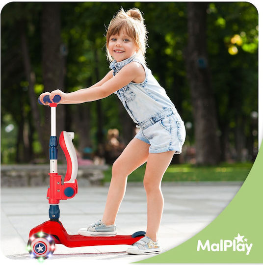 MalPlay Scuter Copii Pliabil 3 Roți Cu Iluminare LED Pentru 2+ Ani Roșu