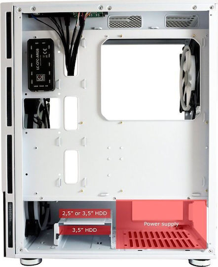 LC-Power Gaming 803W Lucid X Midi Tower Κουτί Υπολογιστή με Πλαϊνό Παράθυρο και RGB Φωτισμό Λευκό