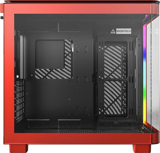 Montech King 95 Gaming Midi Tower Κουτί Υπολογιστή με Πλαϊνό Παράθυρο Κόκκινο