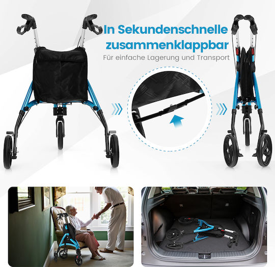 Costway Foldable Aluminum Rollator Blue