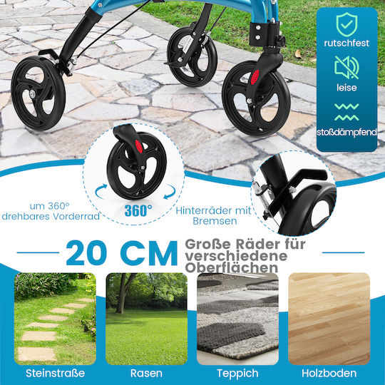Costway Foldable Aluminum Rollator Blue