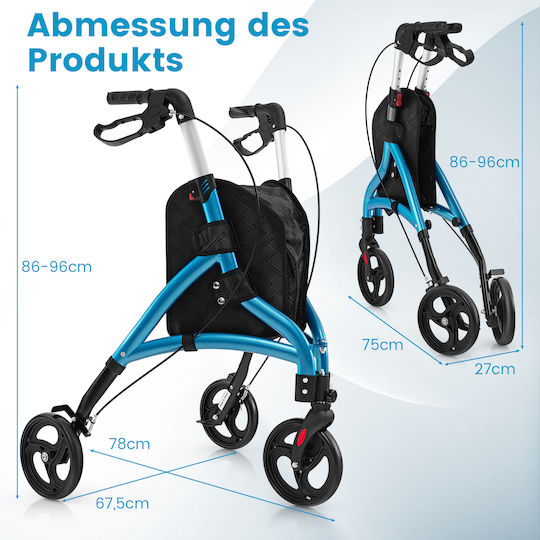 Costway Foldable Aluminum Rollator Blue