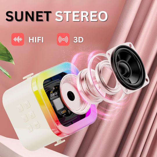 Boxă Karaoke cu Microfoane Wireless și Efecte de Iluminare ED438 Roz