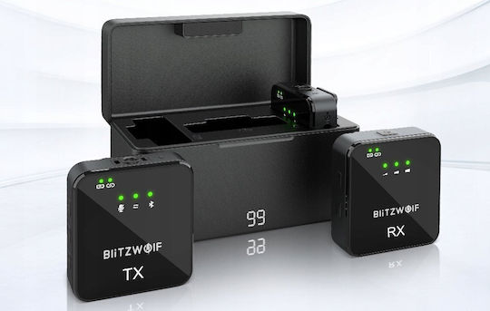 BlitzWolf BW-SX63 Seturi Wireless Microfon Πέτου, Clip On Jurnalistic