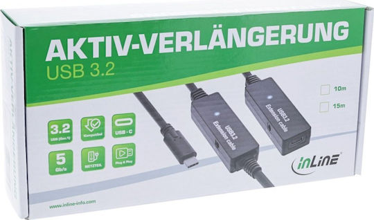 Inline Active USB 3.2 Gen1 Verlängerungskabel T-m 15m Inline Il35656c