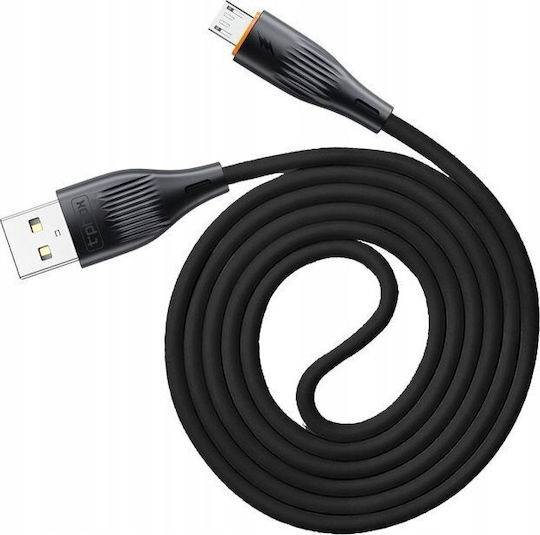 T-Phox X-Lite Regular USB 2.0 to micro USB Cable Μαύρο 1m (1662970293)