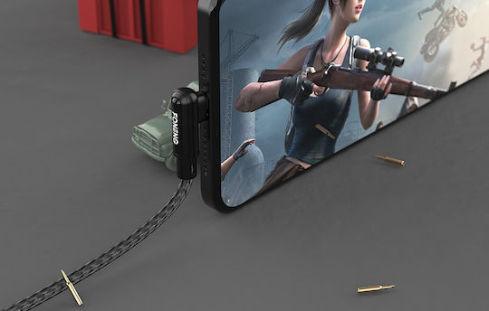 Foneng Χ70 Angle (90°) / Braided USB 2.0 to micro USB Cable Μαύρο 1m
