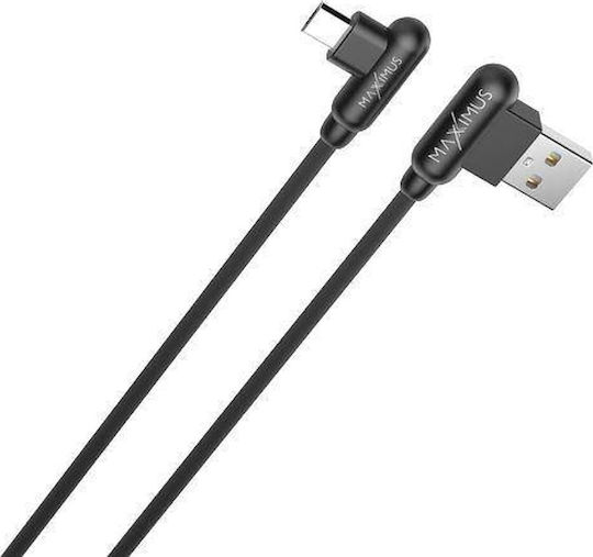 Maxximus Angle (90°) USB 2.0 to micro USB Cable Μαύρο 1m