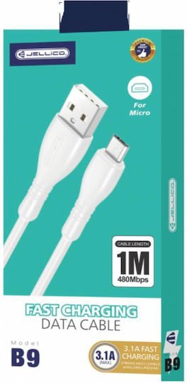 Jellico B9 Regular USB 2.0 to micro USB Cable Λευκό 1m (34.912.0996)
