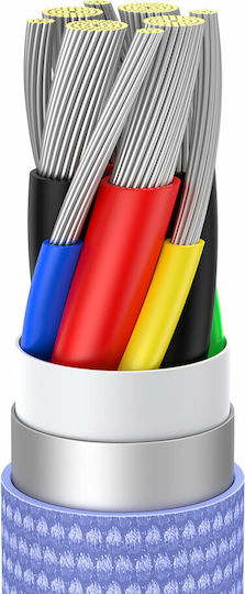 Baseus Crystal Shine Плетен USB 2.0 Кабел USB-C Мъжки - USB-C 100W PD Лилав 1.2m CAJY000605-102