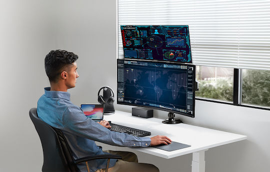 Huanuo HNDS8 Stand Desk Mounted for 2 Monitors up to 32" with Arm