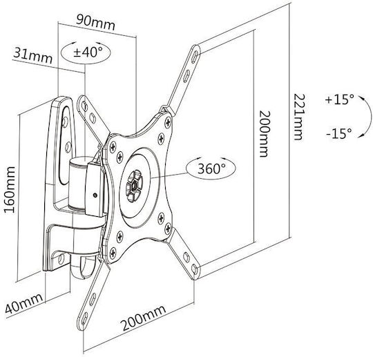 Multibrackets Flexarm 360 I Επιτοίχια Βάση Οθόνης έως 32"