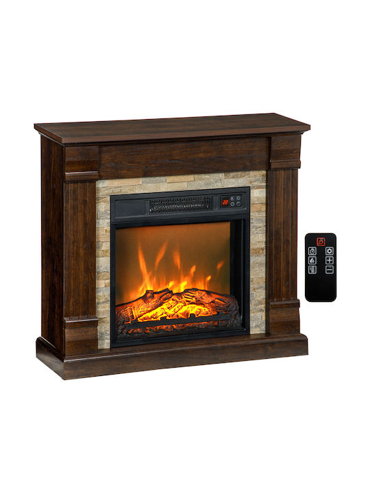 HomCom Под Електрическа печка 1800W 80x21.6см Кафяв
