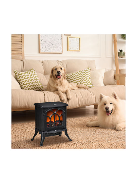 HomCom Boden Elektrischer Kamin 1500W Schwarz