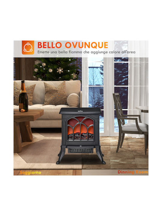 HomCom Boden Elektrischer Kamin 1500W Schwarz