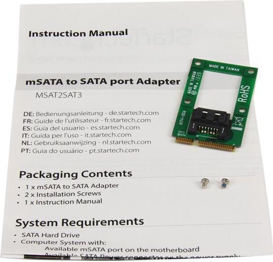 StarTech SATA-Laufwerk zu mSATA-Host-Adapter (MSAT2SAT3)