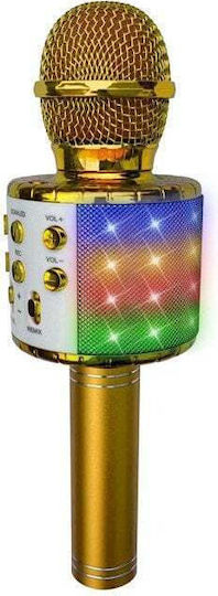 Party Fun Lights Μικρόφωνο Karaoke Ασύρματο 605602 σε Χρυσό Χρώμα