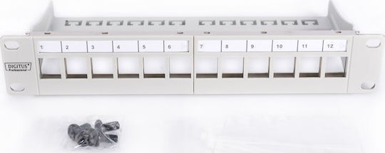 Digitus Keystone Patch Panel für Rack 1U 10" 12 Ports Gray