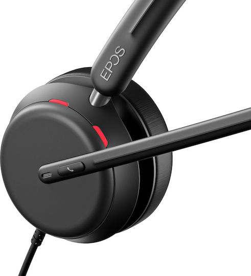 Epos IMPACT 860 UC DUO Auf dem Ohr Multimedia-Headsets mit Mikrofon und Verbindung USB-A / USB-C in Schwarz Farbe