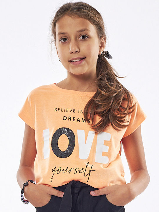 Παιδικό Crop Top Κοντομάνικο Πορτοκαλί Love Yourself