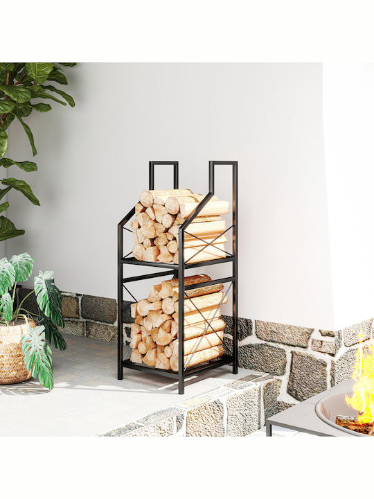 Outsunny Μεταλλικό Ράφι Αποθήκευσης Ξύλων 34x30x80cm Μαύρο Outsunny Μεταλλικό Ράφι Αποθήκευσης Ξύλων 34x30x80cm Μαύρο