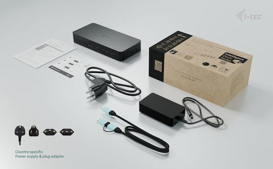 i-tec USB-C Docking Station with HDMI/DisplayPort 4K PD Ethernet Black (CAINTGDUAL4KDOCPD)
