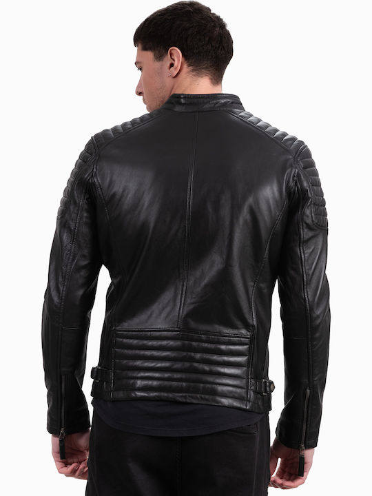 Delta Sheep Leather Winter Jacket Biker Black