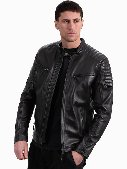 Delta Sheep Leather Winter Jacket Biker Black