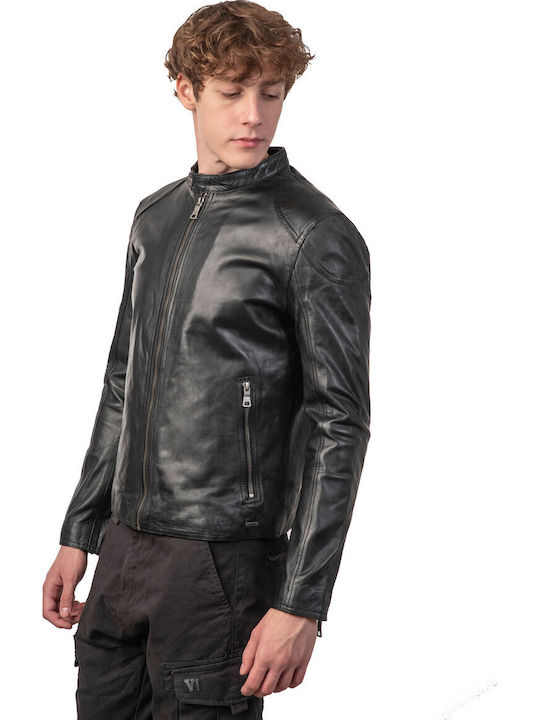 Romeo Sheep Leather Jacket Biker Black