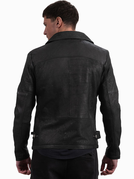 Oscar Vintage Lederjacke Jacke Schwarz