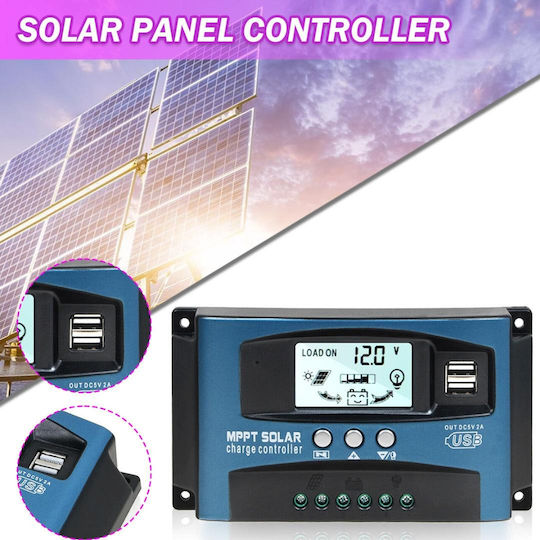 Taggo Solar Charge Controller MPPT PWM 100A 1200W 12V 24V 36V 48V 60V Dual USB LCD Display App Control