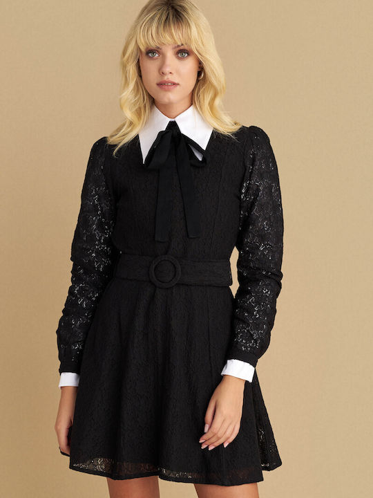 Mini Βραδινό Φόρεμα με Δαντέλα Black