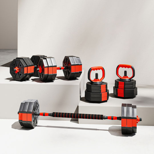 Sportnow Αλτήρες Σετ με Μπάρα Συνολικού Βάρους 30kg με Βάση