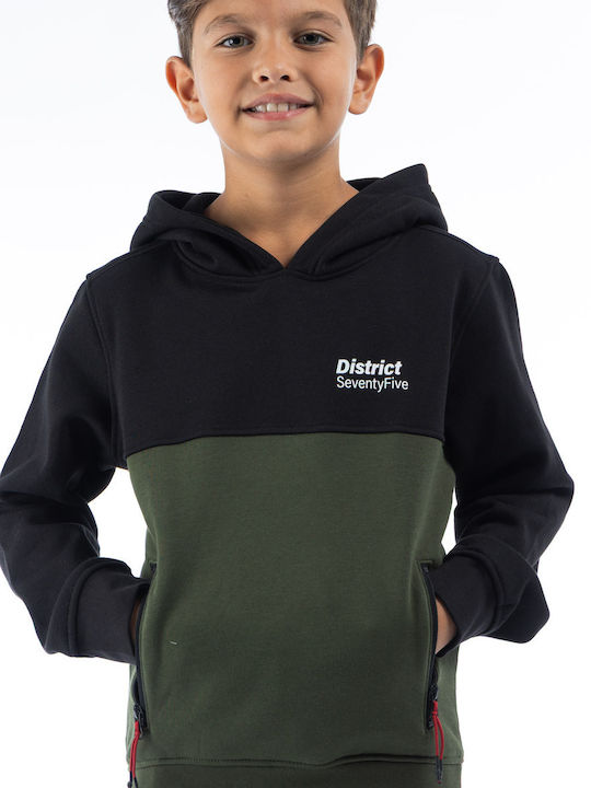 Kids Sweatshirt with Hood and Pockets Haki