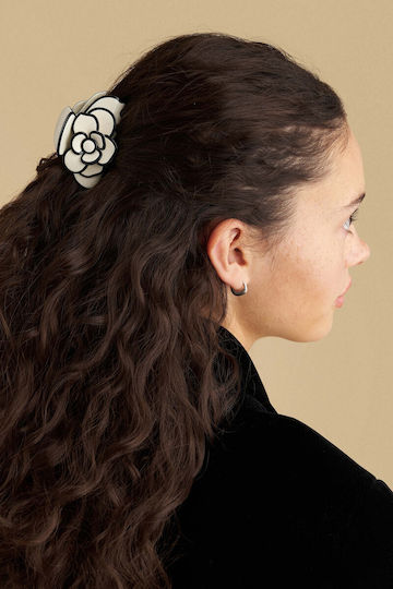 Hair Clip Flower Shape Beige Beige