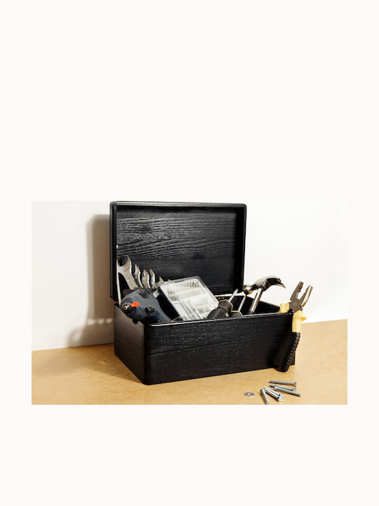 Creative Deco Schwarze Große Holz-Aufbewahrungsbox mit Deckel 30 x 20 x 14 cm + 1 cm Ohne Griffe Dekorative Truhe Ideal für Dokumente Andenken Spielzeug Werkzeuge