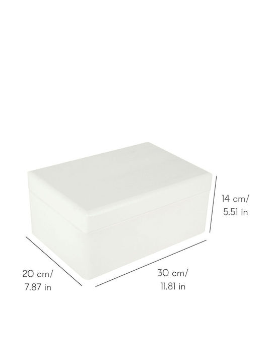 Creative Deco White Large Wooden Storage Box Lid 30 X 20 X 14 Cm + 1 Cm Without Handles Decorative Chest Ideal Documents Keepsakes Toys Tools