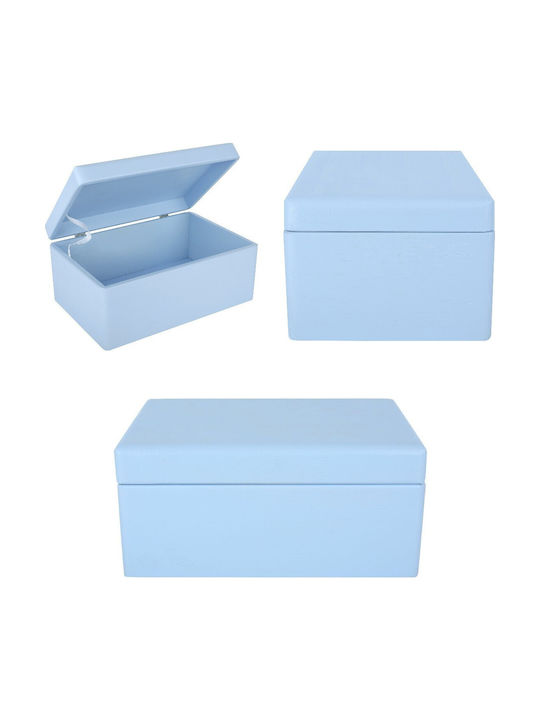 Creative Deco Blue Large Wooden Storage Box Lid 30 X 20 X 14 Cm + 1 Cm Without Handles Decorative Chest Perfect Documents Memorabilia Toys Tools